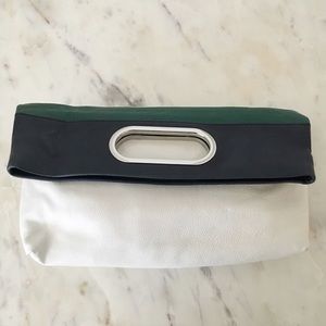 BANANA REPUBLIC White/Blue/Green Leather Clutch